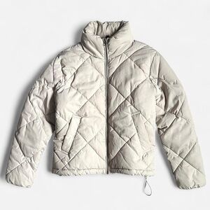 H&M pale cream quilted puffer jacket